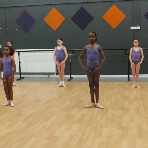 ballet class - little dancers standing in 1st position